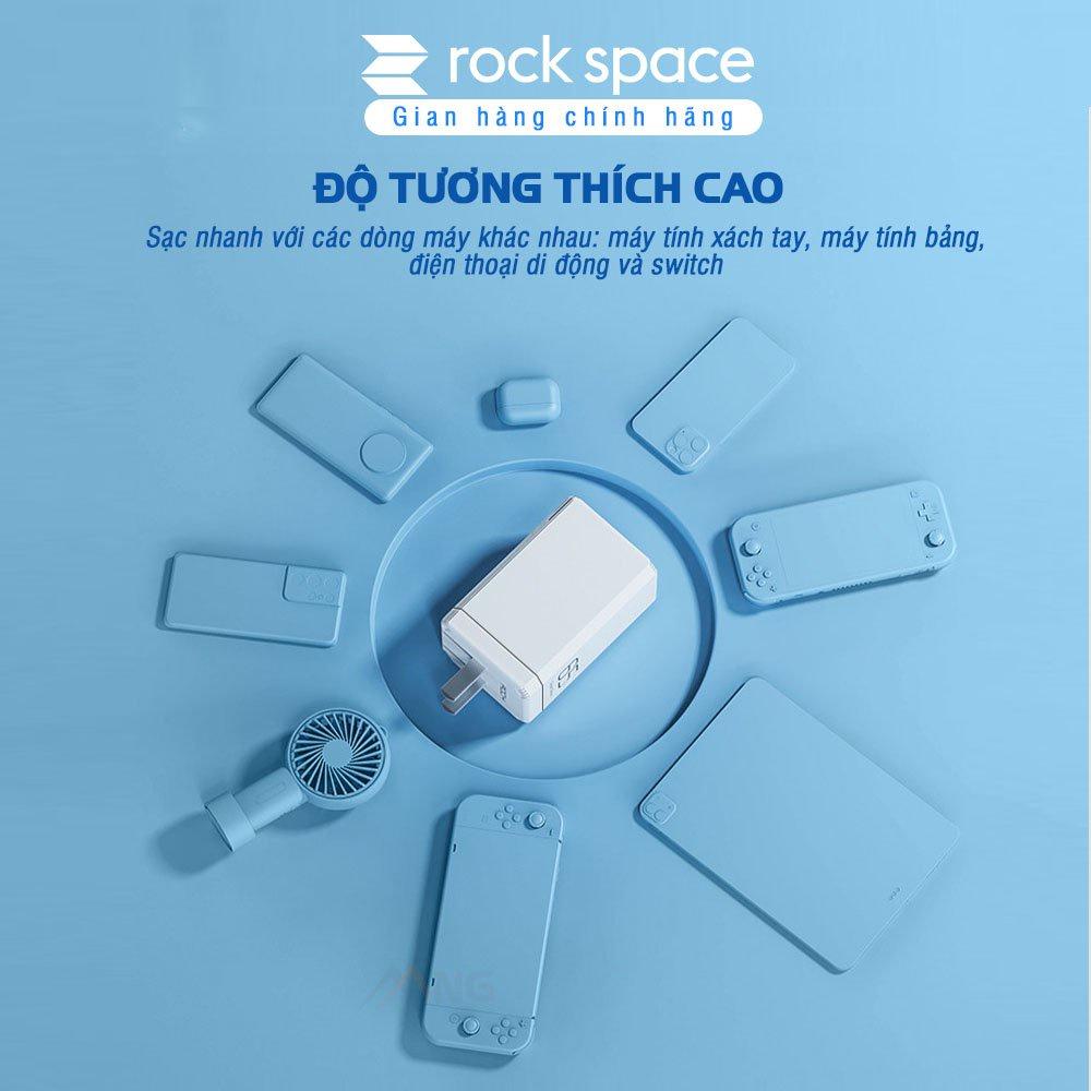 Củ sạc nhanh mini Rockspace T49 65W sạc nhanh PD,QC 3.0,sạc cho cả Laptop - Hàng chính hãng