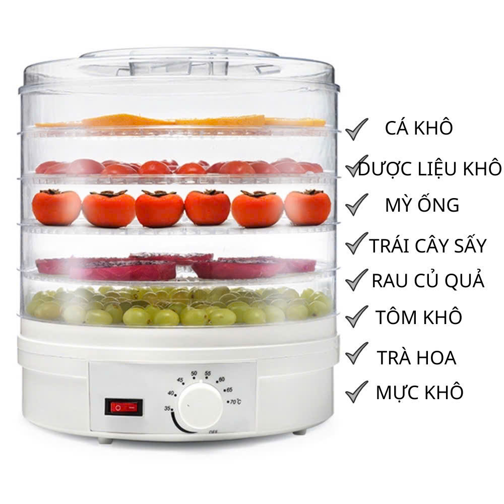 Máy sấy thực phẩm gia đình sấy khô siêu nhanh sấy hoa quả thịt cá tôm mực cực tiện.