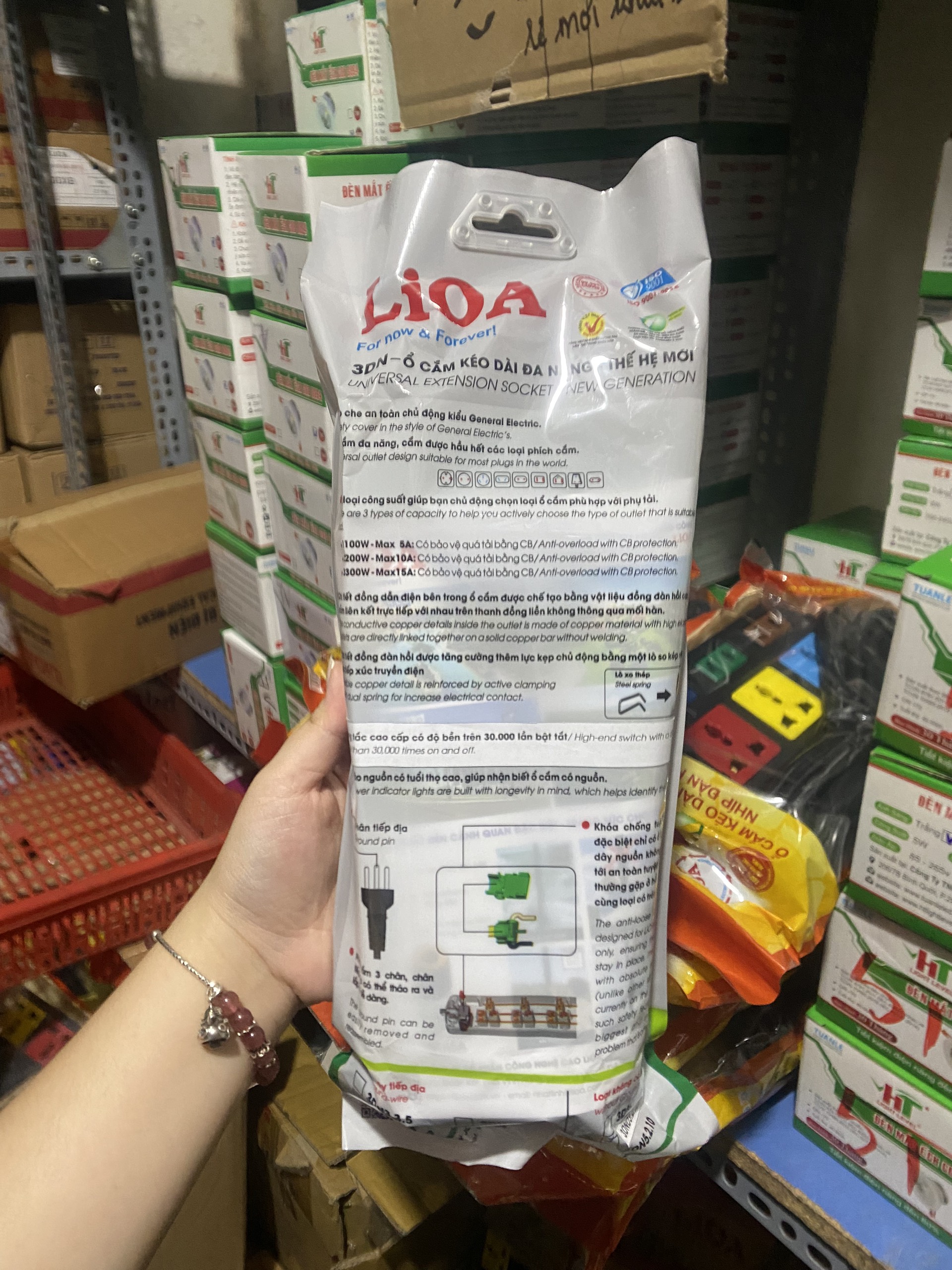 Ổ cắm điện LiOA đa năng - 3 lỗ, 4 lỗ, 6 lỗ, 8 lỗ dây dài 3m/5m - Chính Hãng - MITA