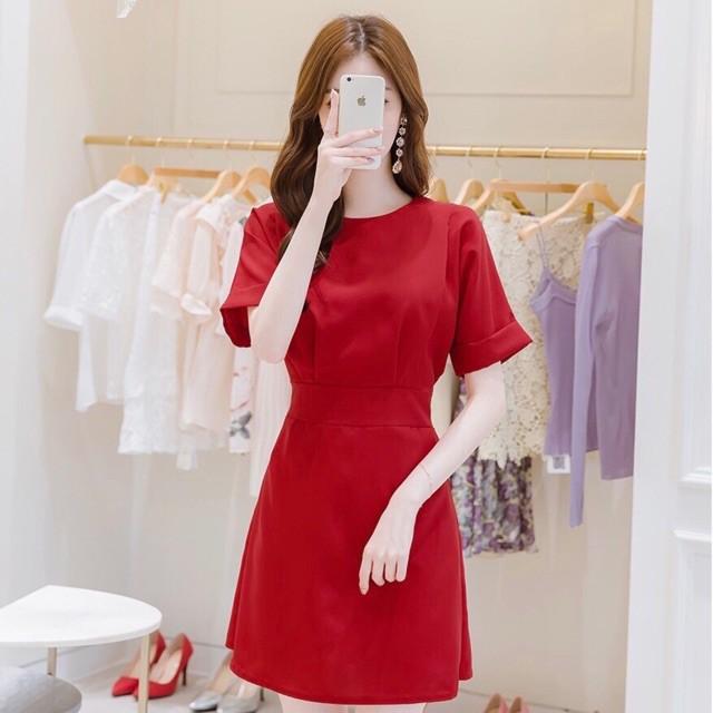 Đầm Ngắn Đỏ Thun Eo