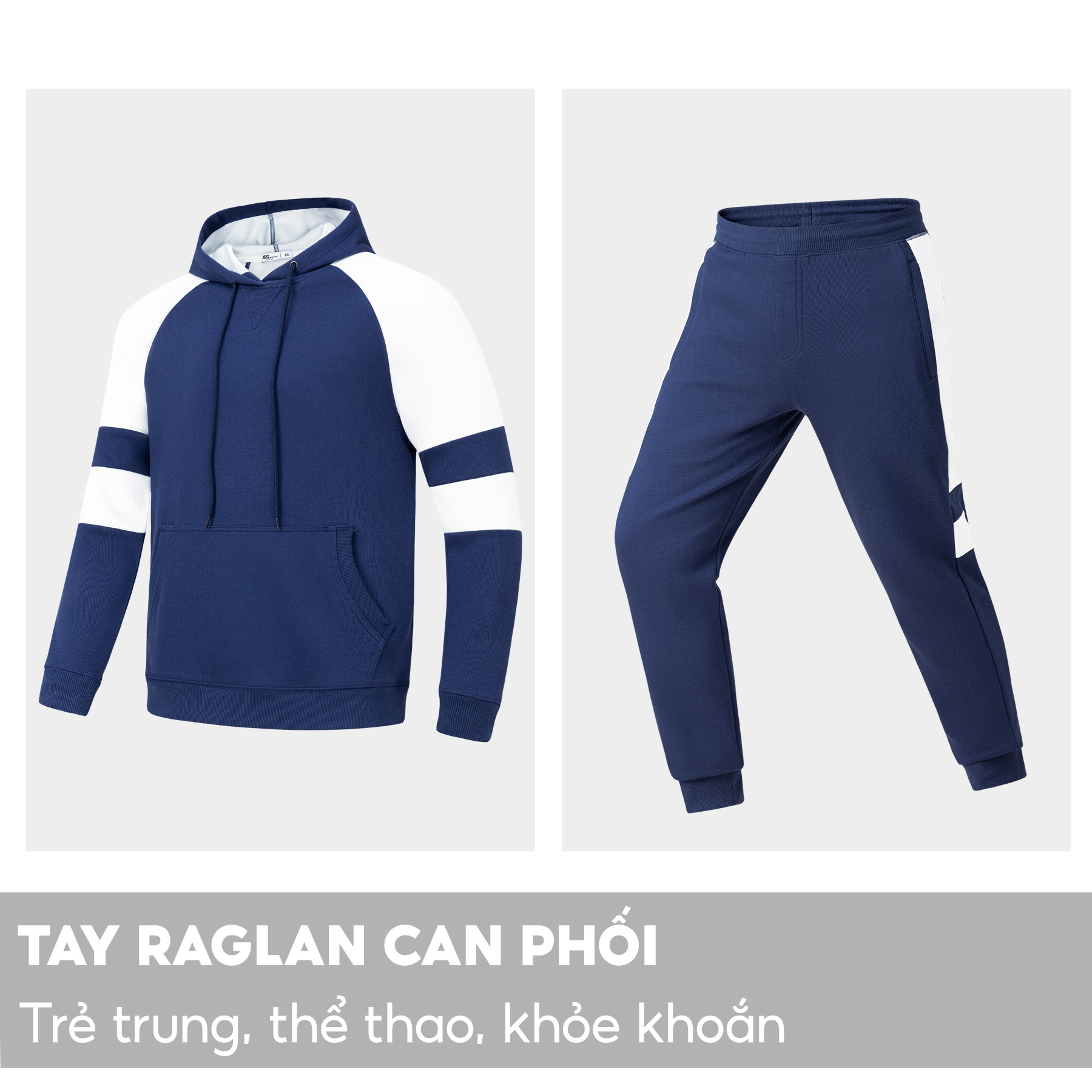 Bộ Quần Áo Nỉ Hoodie Nam 5S FASHION Dày Dặn, Tay Raglan Can Phối Trẻ Trung, Khỏe Khoắn (BNH23006)