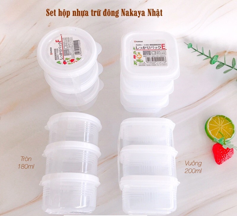 Combo 2 sản phẩm set 03 hộp chia thức ăn 200ml-180ml, thiết kế tinh tế, đẹp mắt, khả năng giữ kín hơi vượt trội - nội địa Nhật Bản