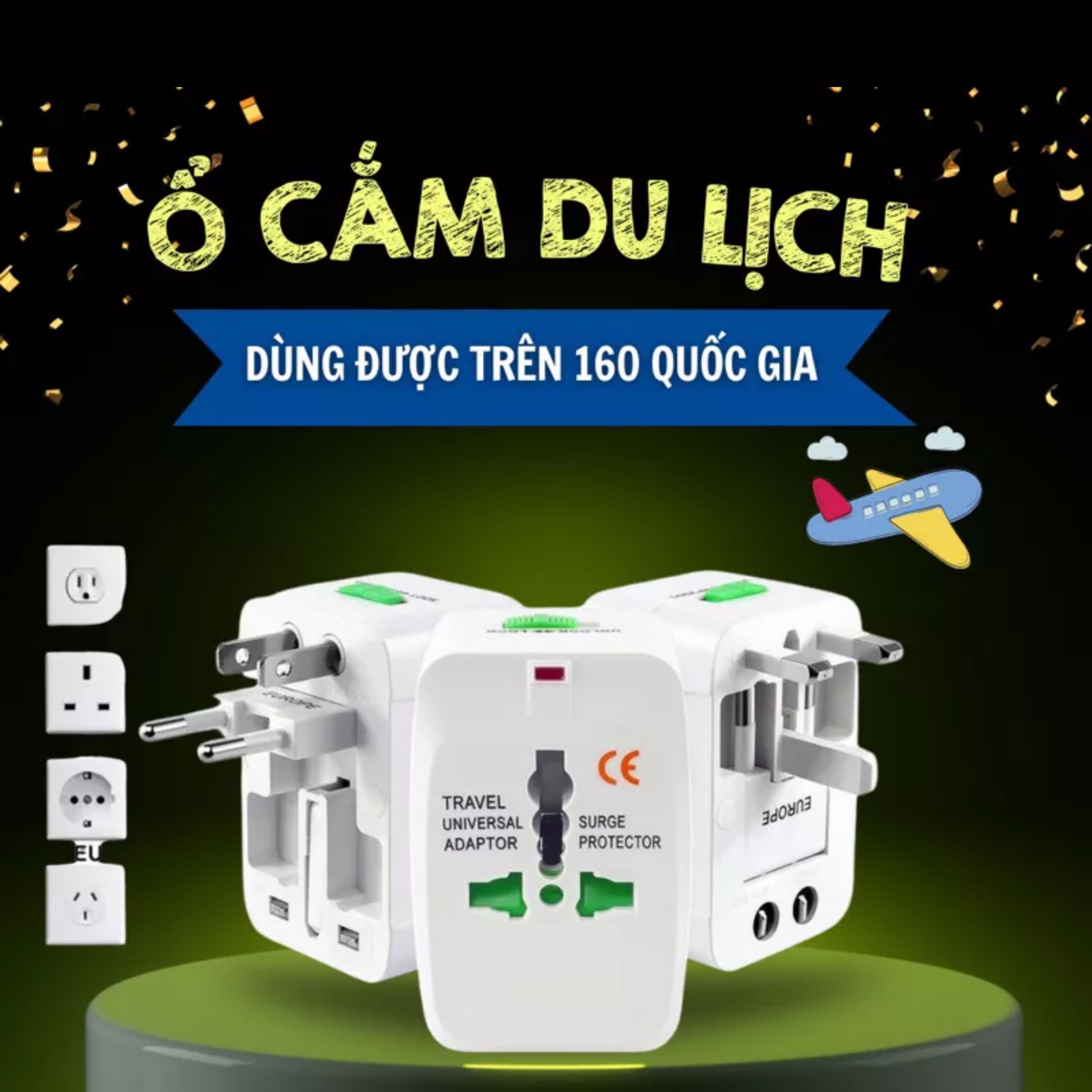 Ổ Cắm Chuyển Đổi Đa Năng Cho Phích Cắm Khi Du Lịch Quốc Tế, An Toàn, Tiện Dụng Mang Theo Người, TakyHome 8604