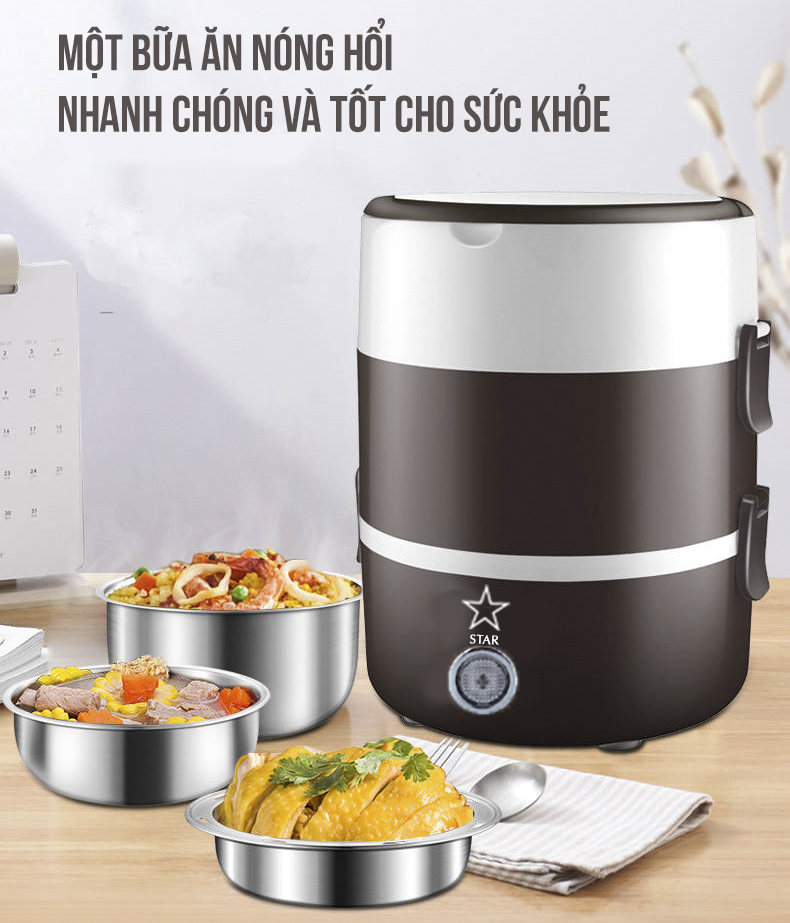 Hộp đựng cơm văn phòng cắm điện 3 tầng