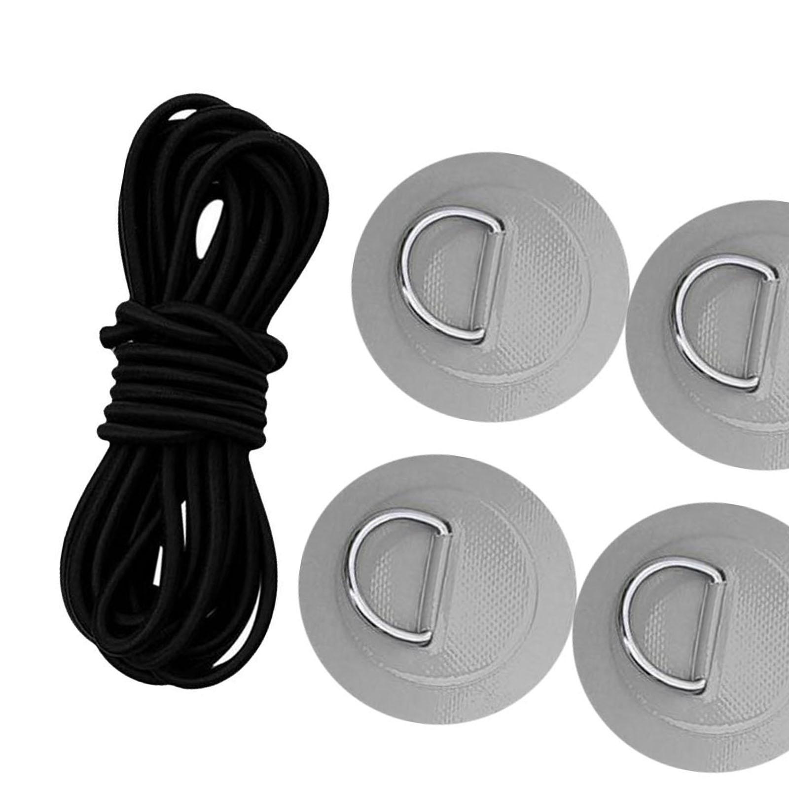 6 Pieces D Rings PVC Patch Deck Rigging  for Inflatable Boat Kayak Dinghy - Gray