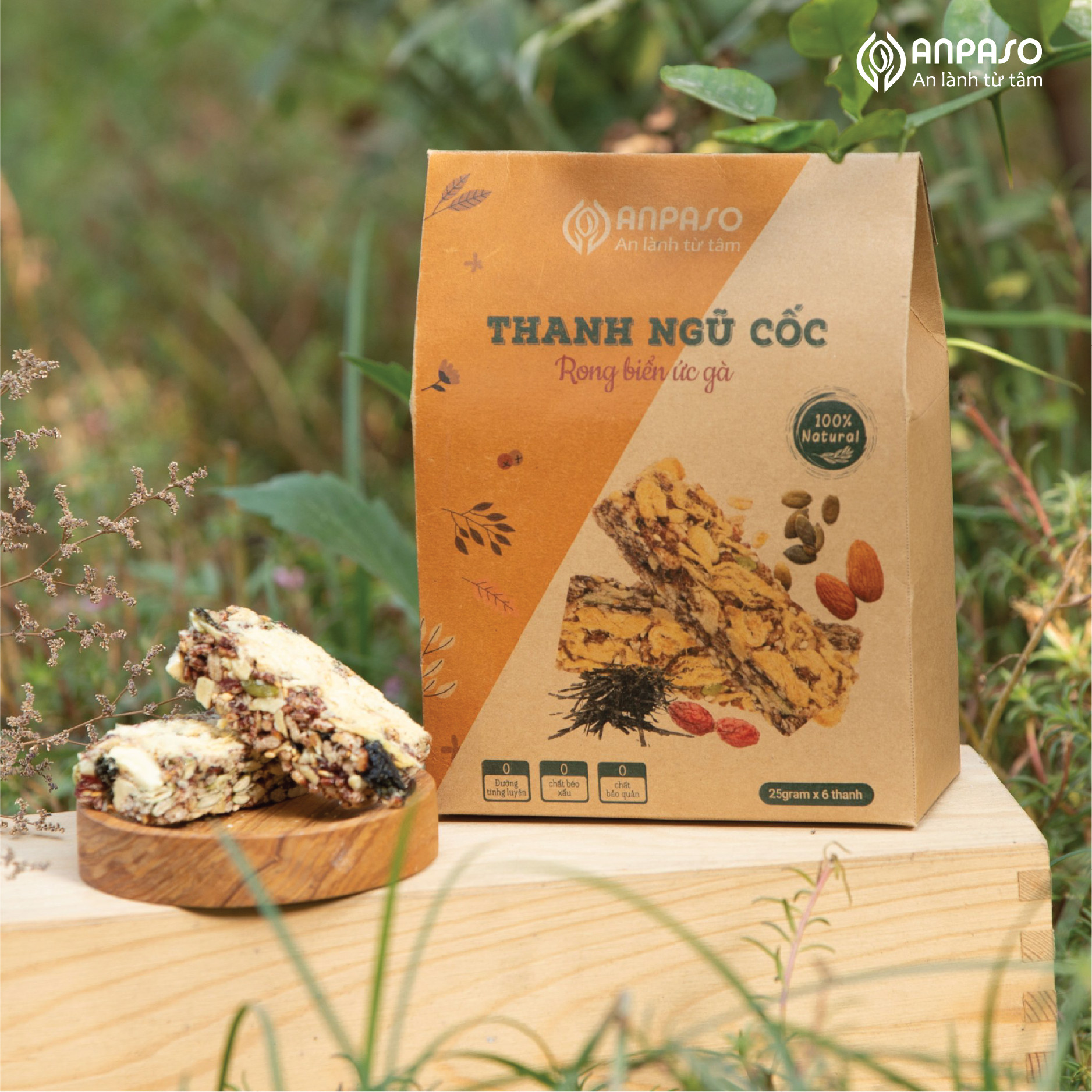 Thanh Ngũ Cốc Rong Biển Ức Gà Anpaso Ăn Kiêng, Giảm Cân, Eat Clean, bổ sung Protein, vitamin,chất xơ hộp 150g 6 thanh