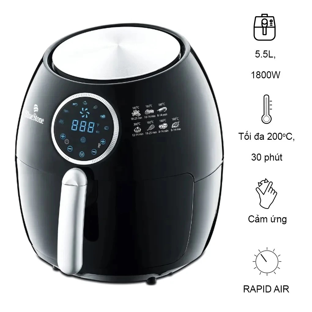 Nồi Chiên Không Dầu Bluestone AFB-5876, 1800w - 5.5 lít - Hàng Chính Hãng
