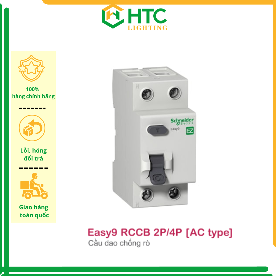 Cầu dao / Aptomat chống giật Easy9 RCCB 30mA 2P/4P