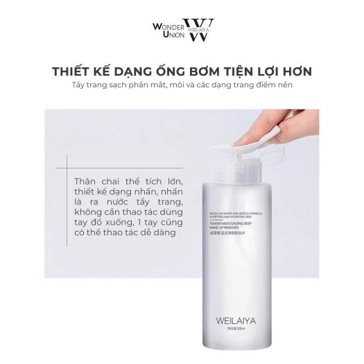 Tẩy trang Weilaiya Tender Moisturizing Deep Make Up Remover làm sạch lớp trang điểm 300 ml