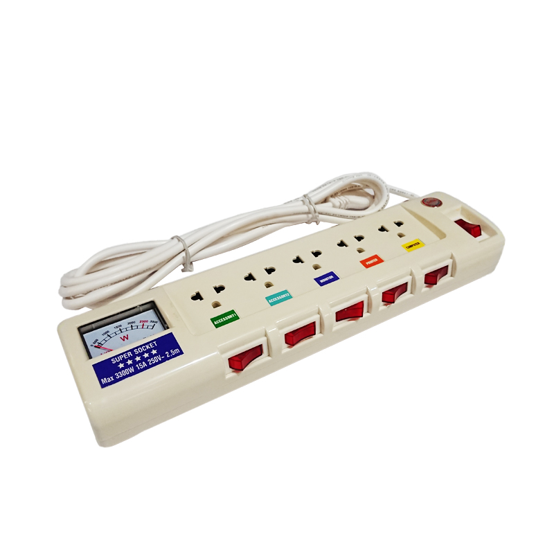 Ổ cắm kéo dài LiOA 5 ổ cắm công suất lớn có đồng hồ