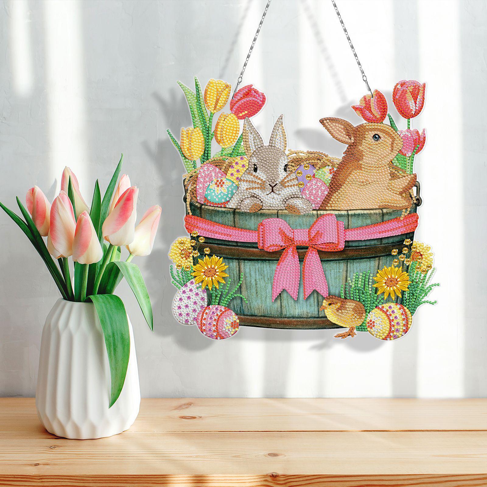 5D Diamond Paint Easter Bunny Hanging Ornament Window Decoration