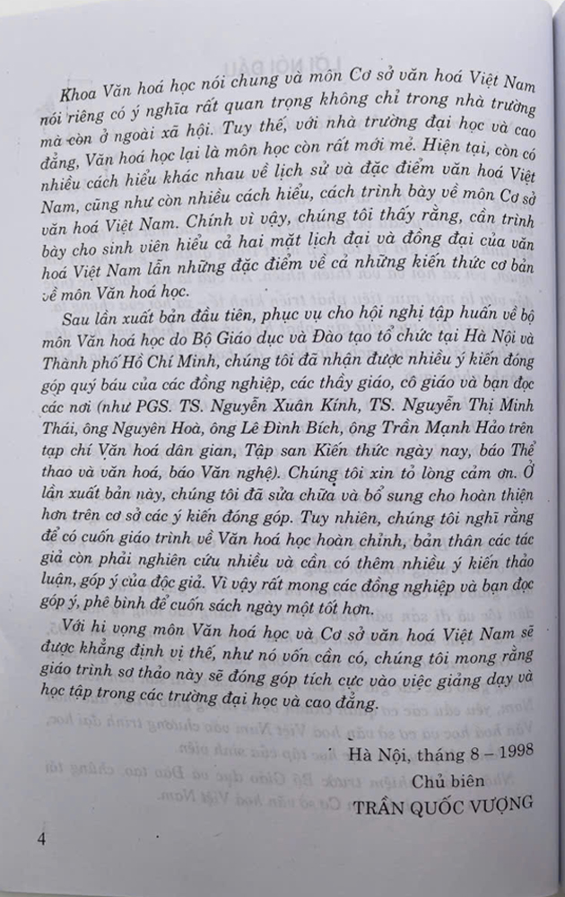Cơ Sở Văn Hóa Việt Nam (Tác giả Trần Quốc Vượng Chủ biên)