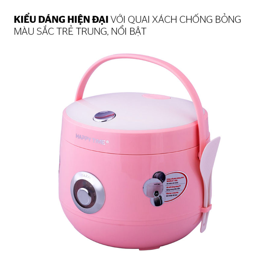 Nồi cơm điện nắp gài Sunhouse Happy Time HTD8521P (1.8 Lít) - Hồng - Hàng chính hãng