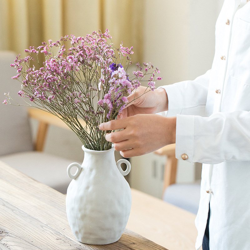 Bình gốm nghệ thuật trang trí nhà cửa, Bình hoa Minimalist phong cách Hàn Quốc - Decor Fancy