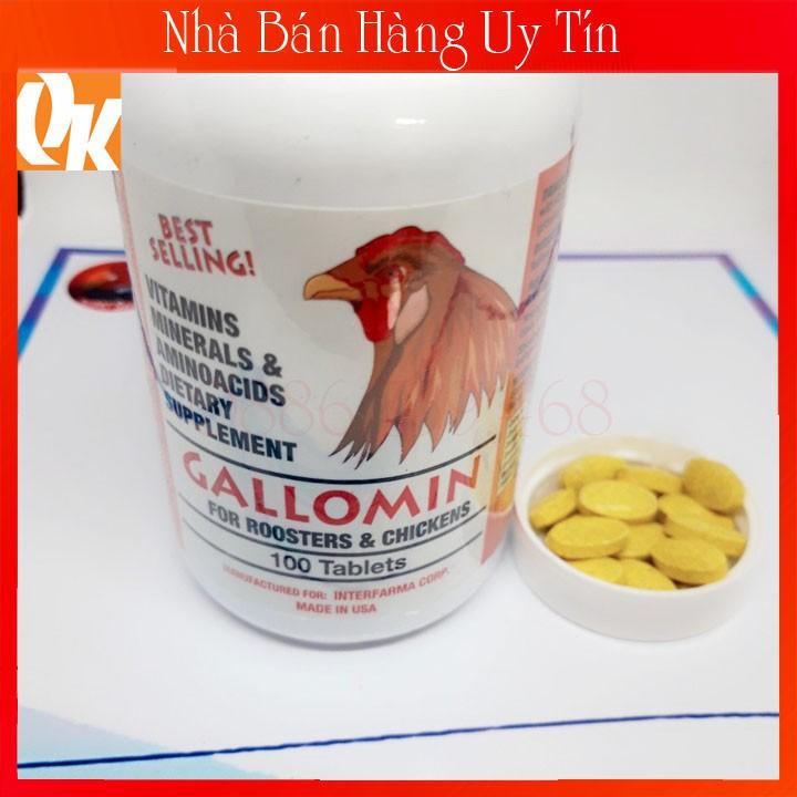 Gallomin Hộp 100 Viên (Có Chử M) Dinh Dưỡng Nuôi Gà Đá Cao Cấp-Tăng Nở Cơ Bắp