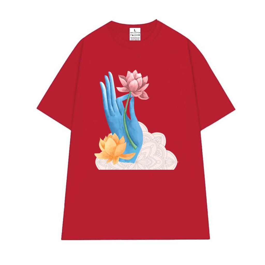 Cao cấp - Áo thun oversize hình tay Phật cầm hoa Sen Vu Lan Happy Vesak day shirt BND323