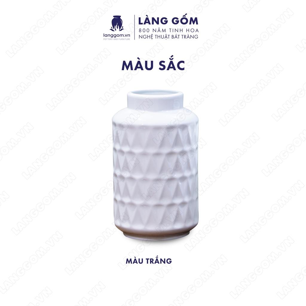 Bình hoa, lọ hoa Gốm sứ Bát Tràng cao cấp Men trắng đèn lồng dùng làm quà tặng, trang trí - Làng Gốm Bát Tràng