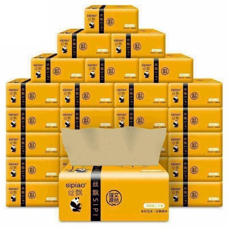 Set 1Thùng 30 Gói giấy ăn Gấu Trúc Sipiao siêu dai gói 300 tờ