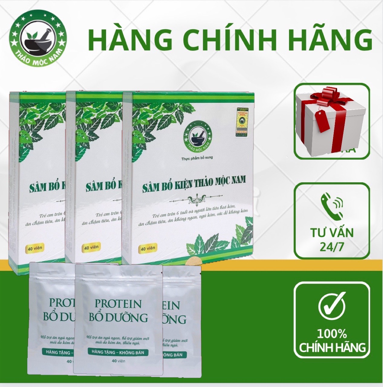 Sâm Bổ Kiện Thảo Mộc Nam( ComBo 3 Hộp) - Tăng Cân Hiệu Quả 2-4kg sau 1 hộp.