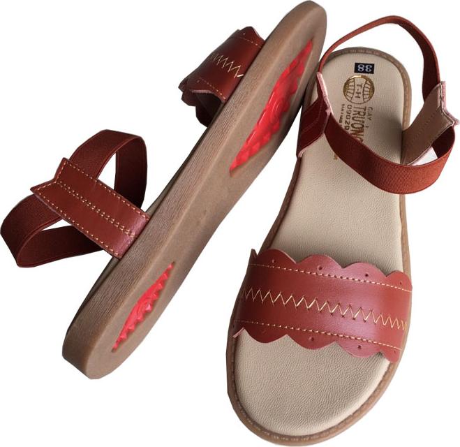 Hình ảnh Giày sandal nữ Trường Hải  da bò thật màu nâu  HÌNH ẢNH THẬT