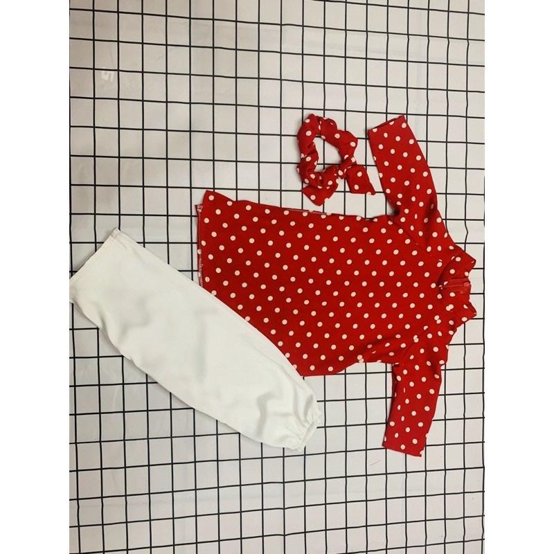 ÁO DÀI chấm bi cho bé nhà