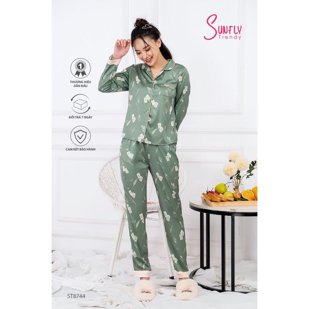 ST8744 BỘ PIJAMAS LỤA ÁO DÀI QUẦN DÀI