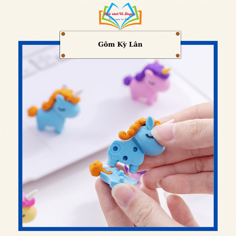 Gôm tẩy bút chì ngựa pony unicorn, đồ dùng học tập dễ thương cute giá rẻ làm quà tặng học sinh văn phòng phẩm