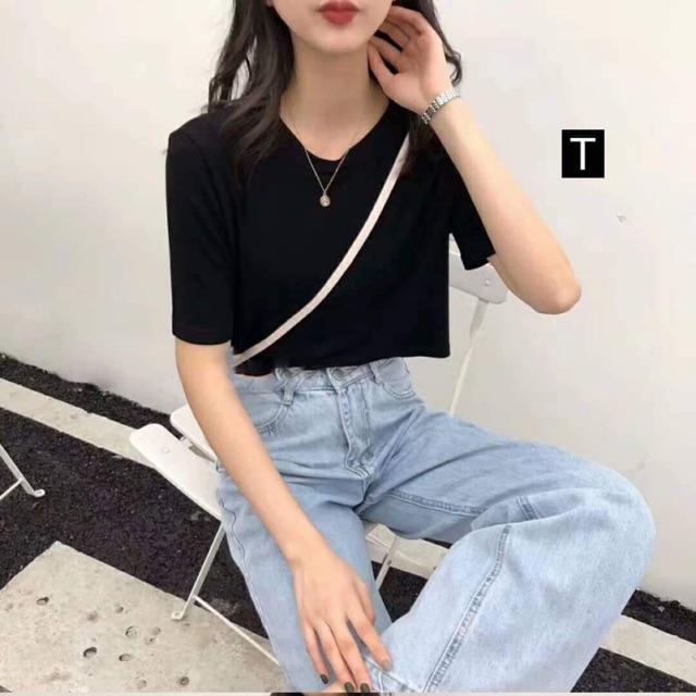 Áo Crt trơn form rộng tay lỡ TTK888