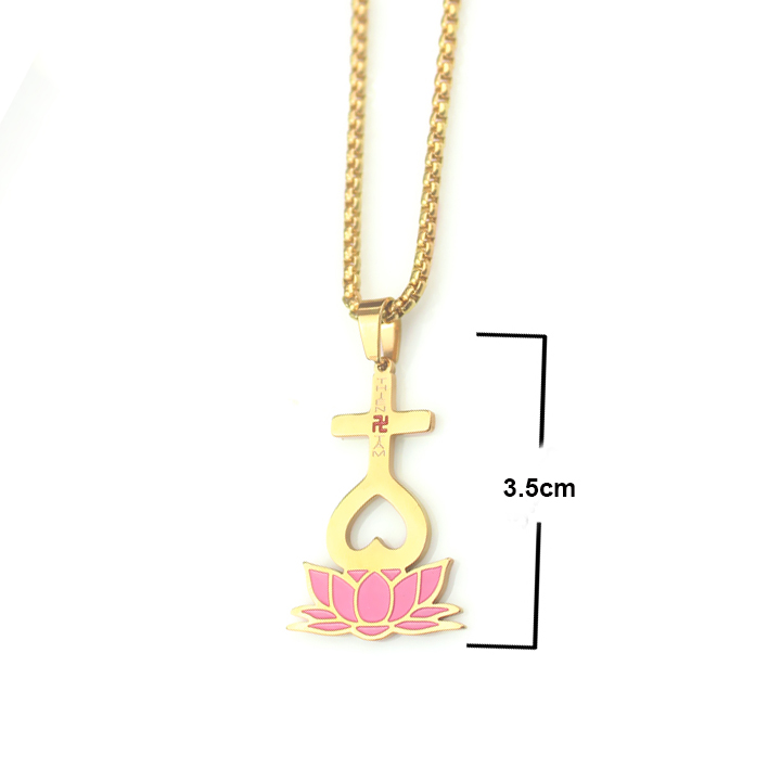 Dây chuyền Thiên Tâm đế sen hồng may mắn  WDC099V