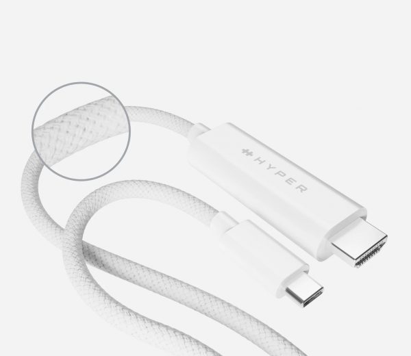 Cáp chuyển đổi HyperDrive USB-C sang HDMI 4K60HZ (8FT/2,5M) – Thiết kế bền bỉ, hàng chính hãng