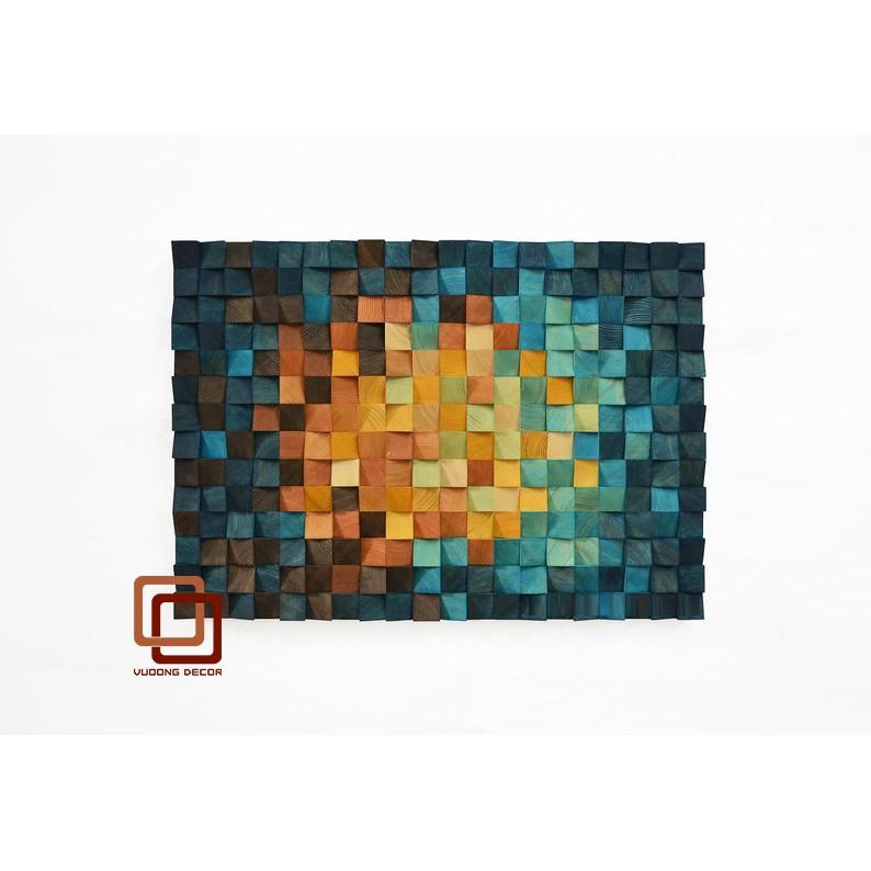 Tranh gỗ trang trí 3D SẮC MÀU (Wood mosaic) - (KÍCH THƯỚC 1,2m x 60cm)