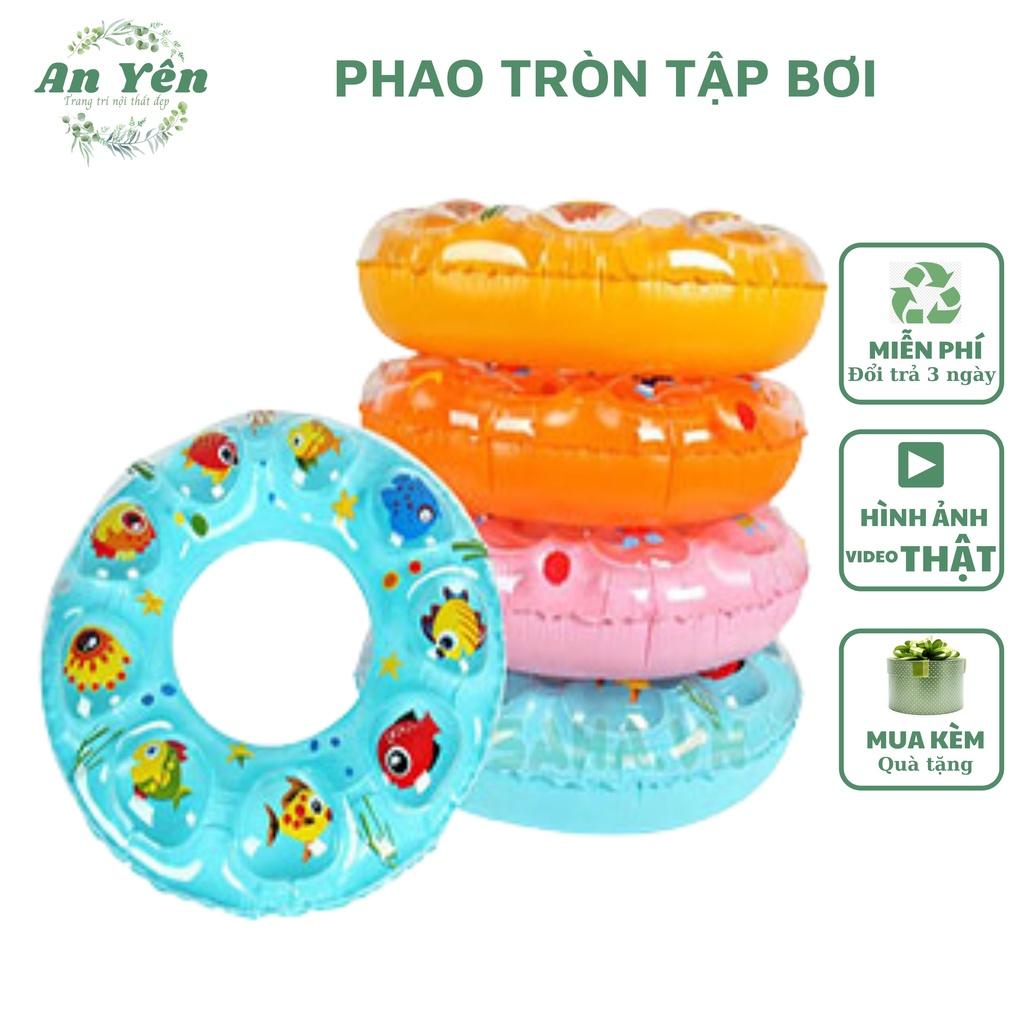 PHAO TRÒN 2 LỚP TẬP BƠI CHO BÉ, Phao Bơi Tròn Cho Bé Đường Kính 60,70cm (LOẠI DÀY 0.18mm) (Giao màu ngẫu nhiên)