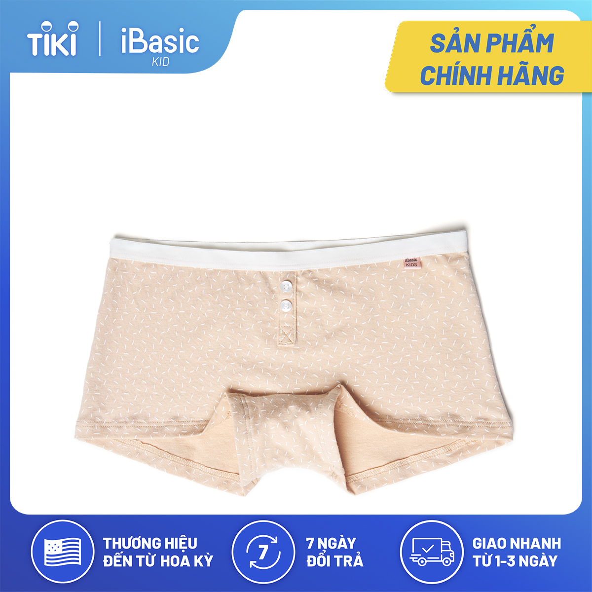 Combo 3 quần lót bé gái cotton boyshort hoạ tiết iBasic PANG014