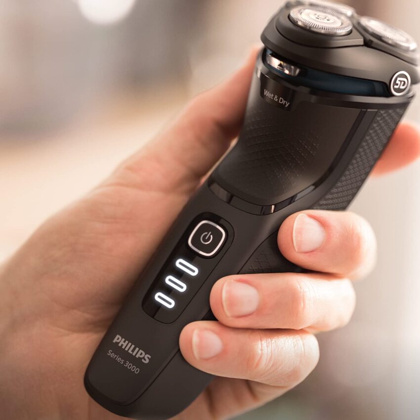 Máy cạo râu khô và ướt cao cấp thương hiệu Philips S3206/09 Series 3000 tích hợp cạo mai - Hàng Nhập Khẩu