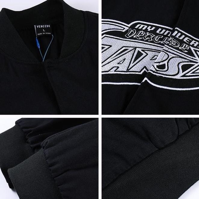 Áo khoác bomber nỉ 2 lớp in chữ Star phong cách hàn quốc happy store8668