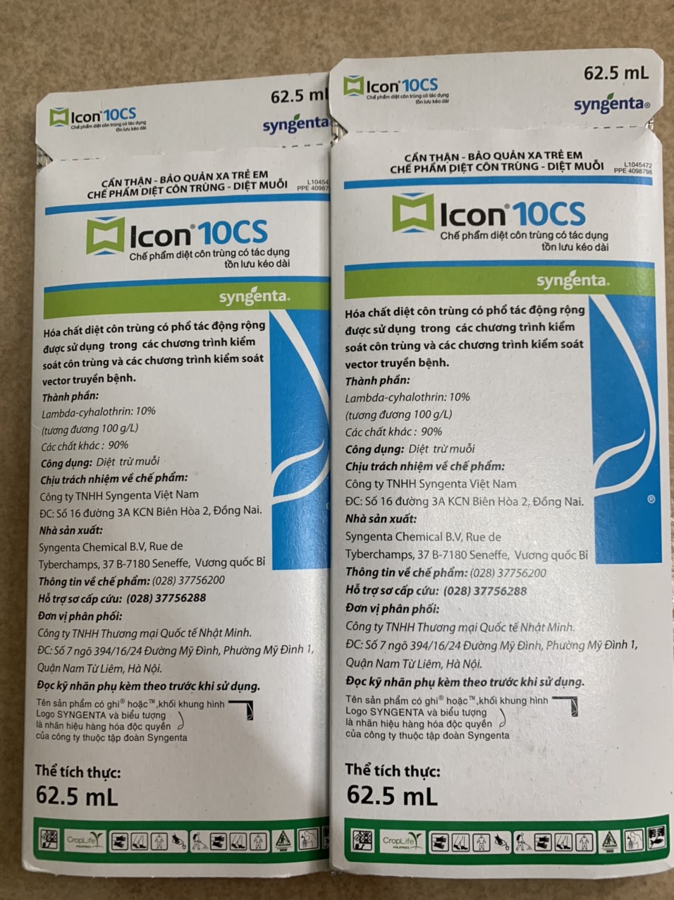 Trừ muỗi ICON 10SC (gói 62,5ml) không mùi Syngenta Ltd (Vương quốc Bỉ) AN TOÀN CHO SỨC KHỎE