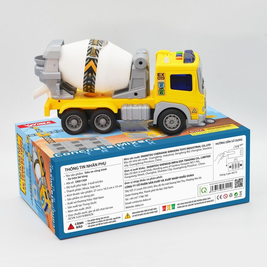 Đồ Chơi DUKA: Siêu Xe Công Trình - Xe Trộn Bê Tông (DK81369)