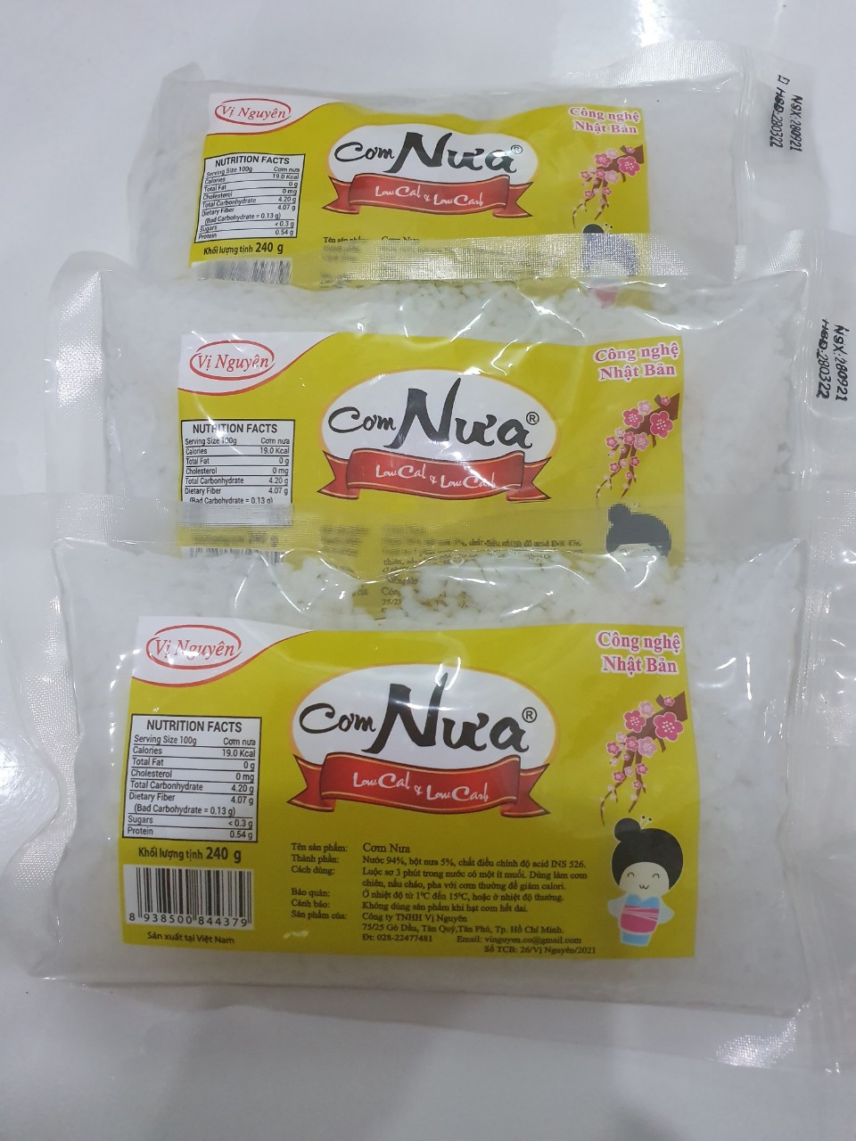 Combo 2 Gói Miến Nưa 3 Gói Cơm Nưa Vị Nguyên 240Gram