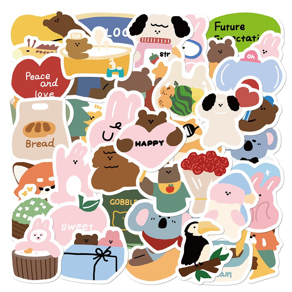 Sticker GẤU INS TÌNH YÊU chibi hoạt hình trang trí mũ bảo hiểm,guitar,ukulele,điện thoại,sổ tay,laptop