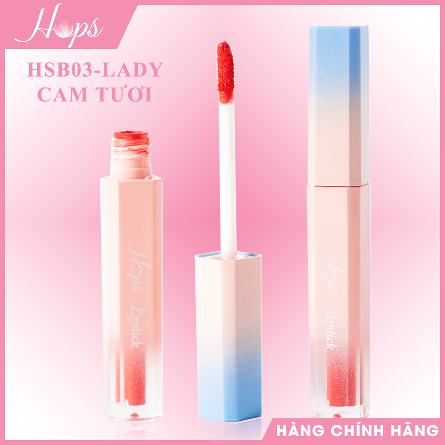 Son Kem Lì Cao Cấp HOPS HSB03 LADY - MÀU CAM TƯƠI