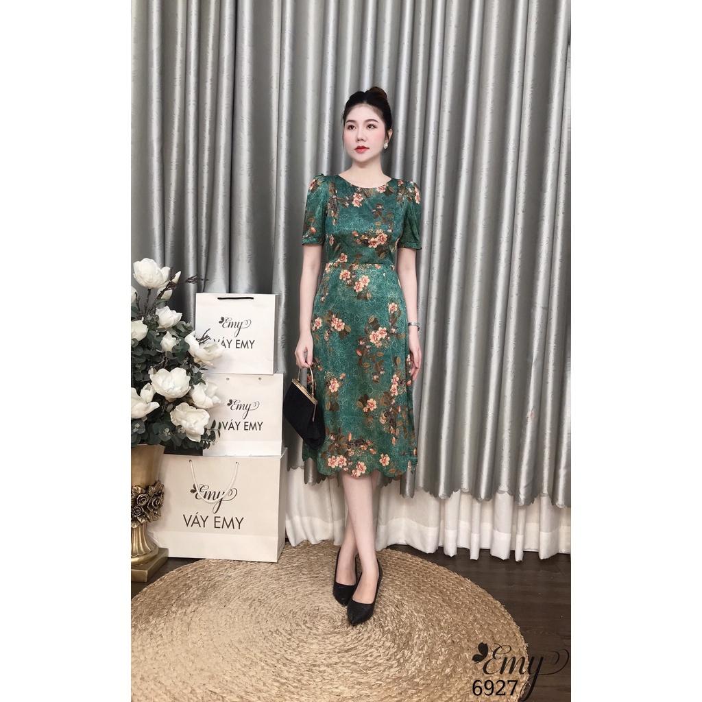 Đầm EMY EM6927 Xoè Lụa Xanh