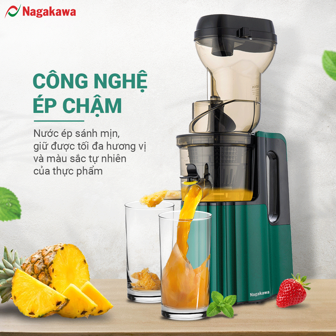 Máy ép chậm Nagakawa NAG0817 – Dung tích 300ml – Công suất 150w - Hàng Chính Hãng