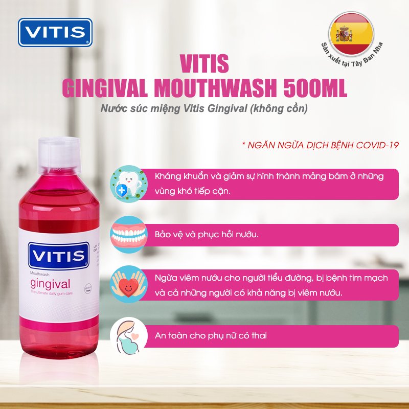 Nước súc miệng dành cho nướu nhạy cảm Vitis Gingival 500ml