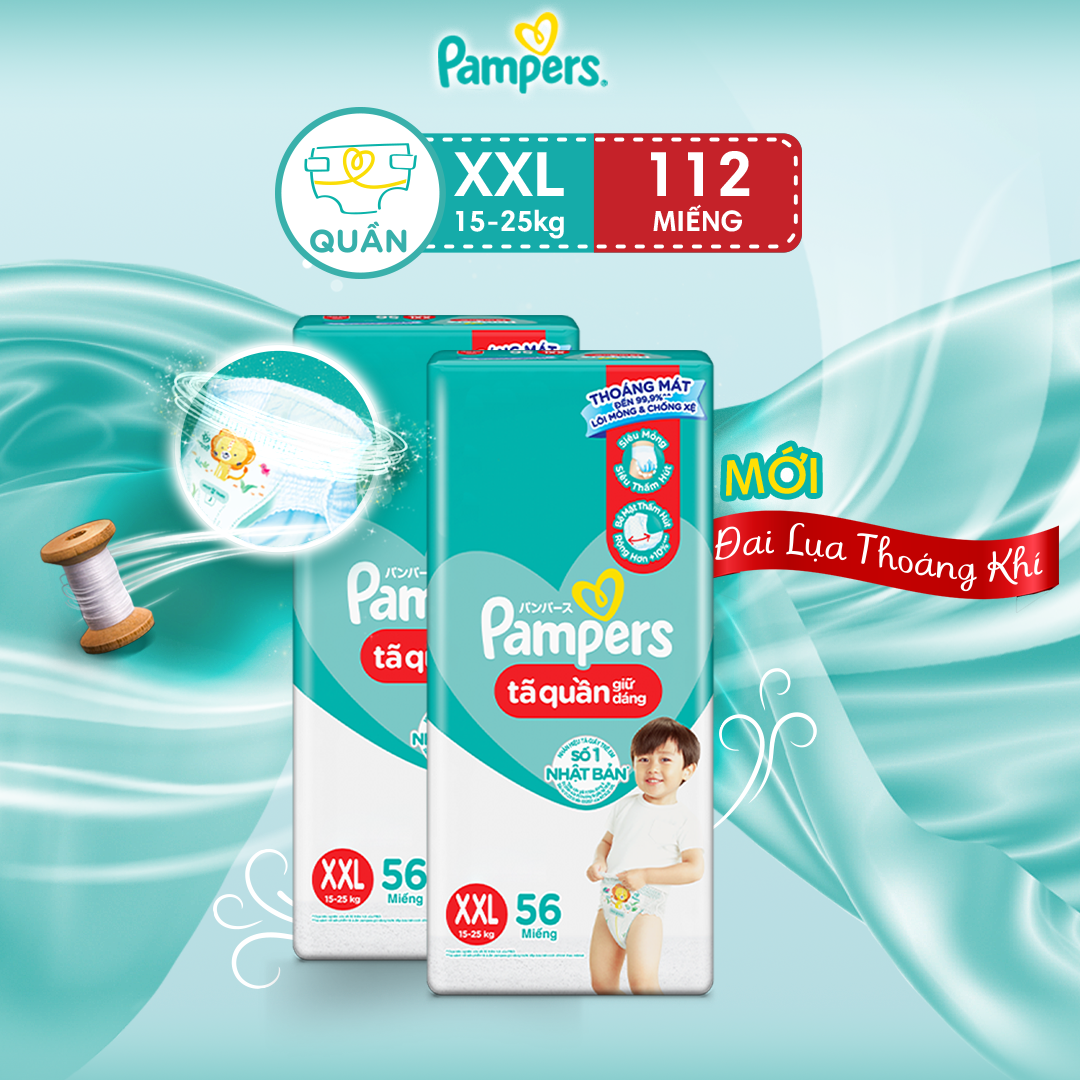 Combo 2 Gói Tã/Bỉm Quần PAMPERS Giữ Dáng Mới Gói Cực Đại M74/L68/XL62/XXL56 x2