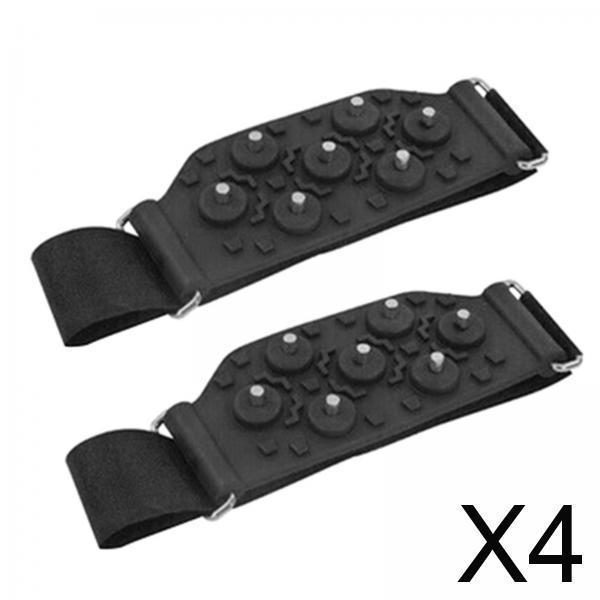 4 Pair Portable Ice Cleats Traction Crampons Shoe Covers for Men, Women