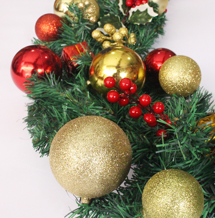 Dây Lá Thông KCS25 Quả Châu Vàng Đỏ Trang Trí Noel Giáng Sinh