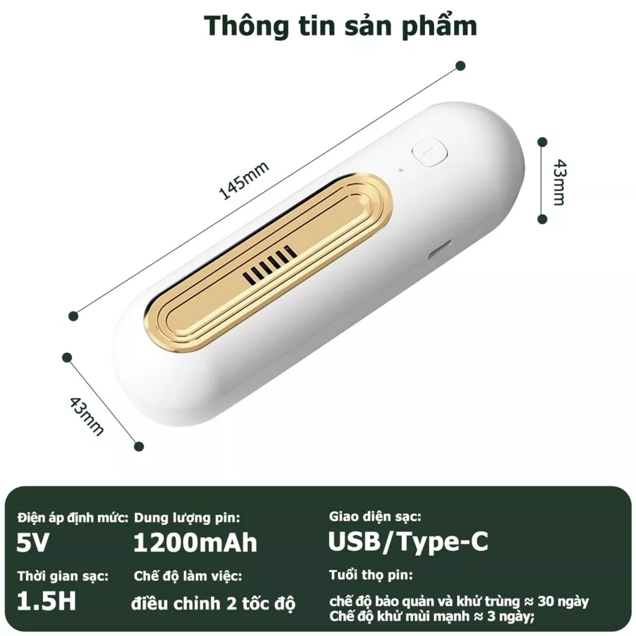 Máy khử mùi tủ lạnh thông minh Ozone ion 2in1 - Máy tiệt trùng tủ lạnh kháng khuẩn hàng cao câp