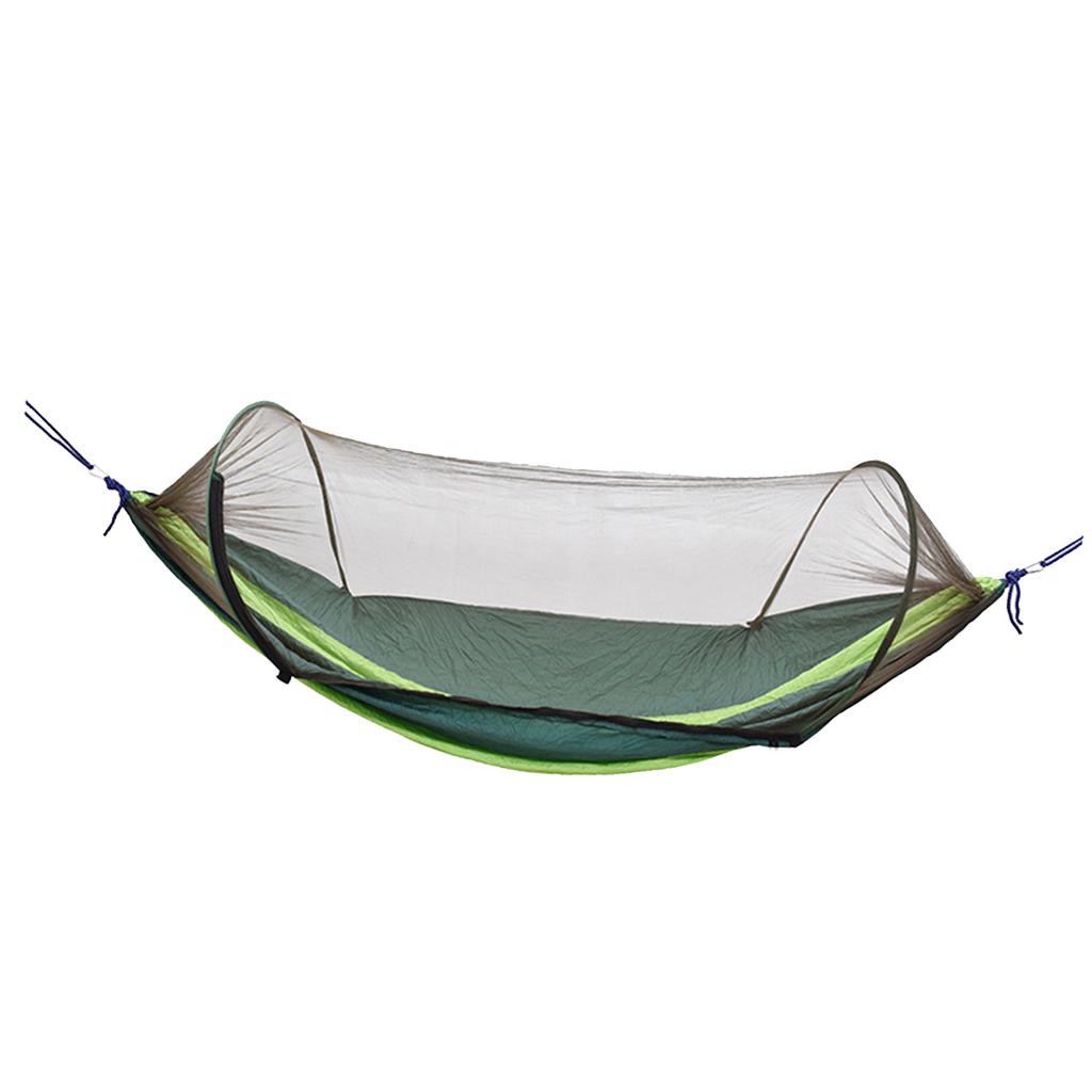 Outdoor Camping Hammock Boat Hanging Bed with Mosquito Net Dark Green