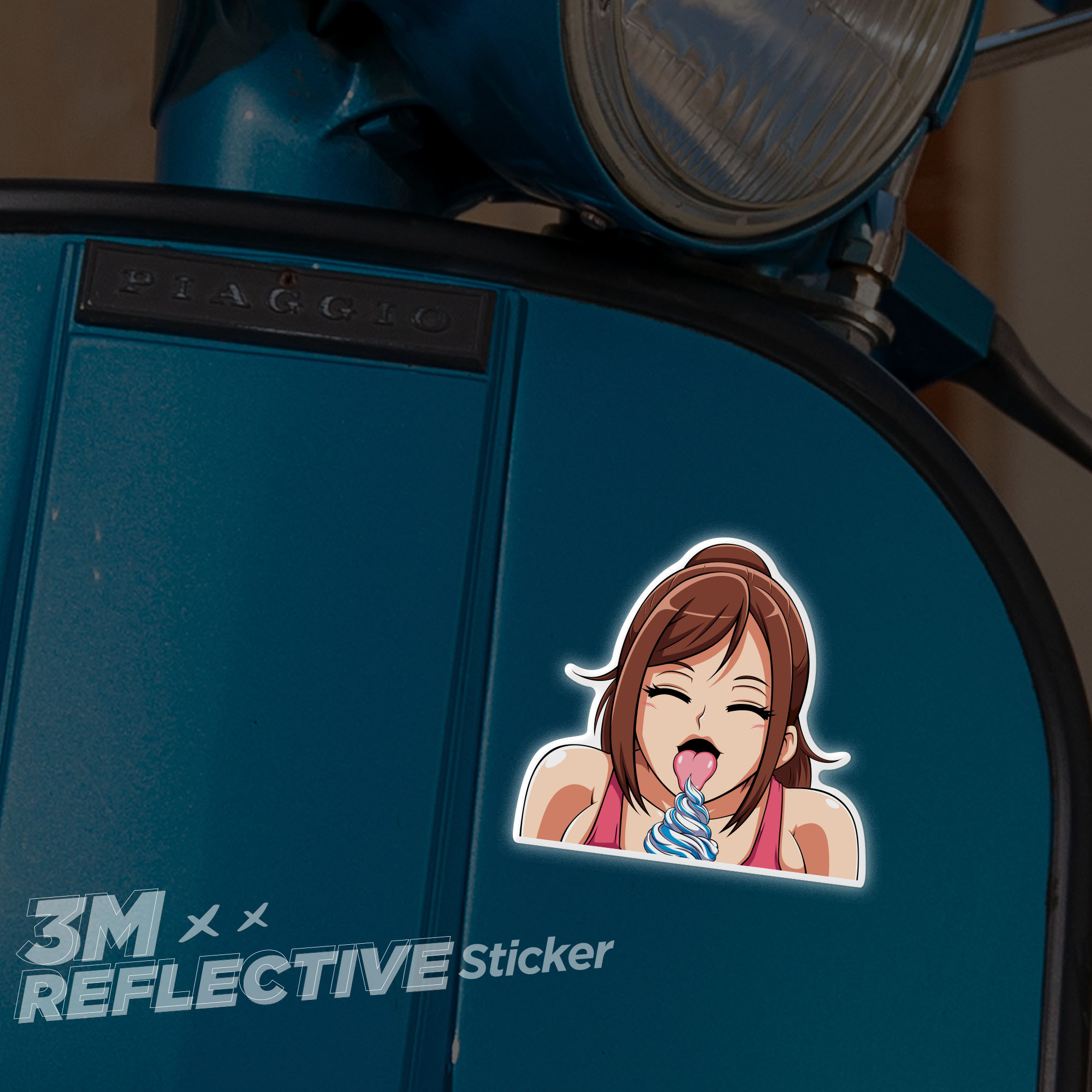 GIRL ANIME ICE CREAM 3M - Reflective Sticker Die-cut Hình dán phản quang thương hiệu STICKER FACTORY