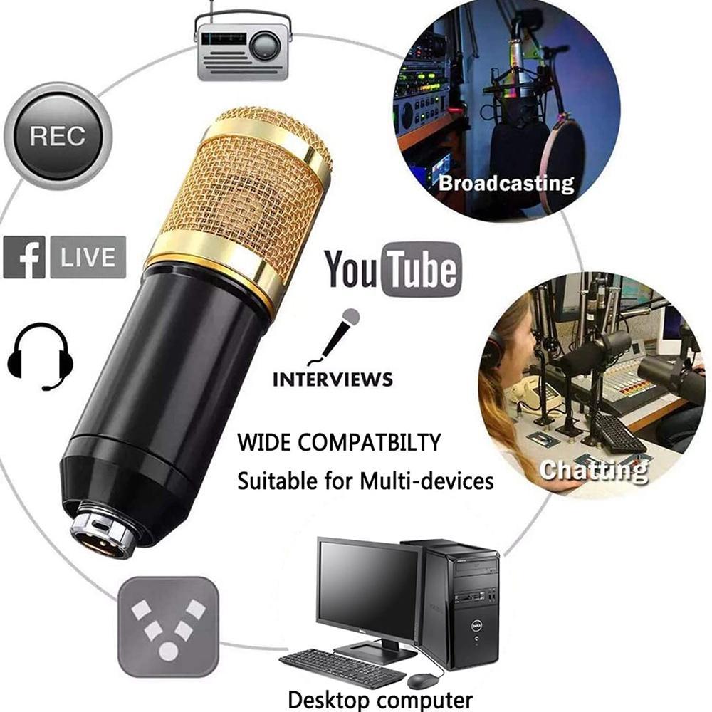 BM 800 Micrô PC ngưng tụ giọng hát Phòng thu ghi âm Micrô cho YouTube Video Trò chuyện Skype Trò chơi Podcast